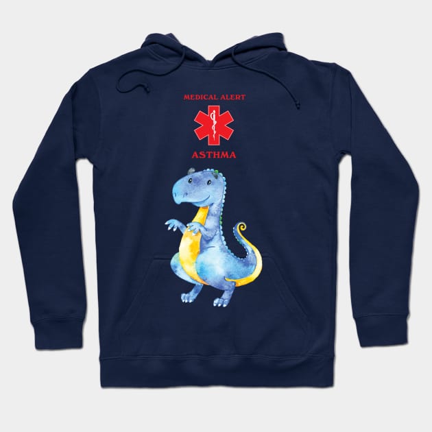 Medical Alert Asthma with Cute Dragon Hoodie by Pine Hill Goods